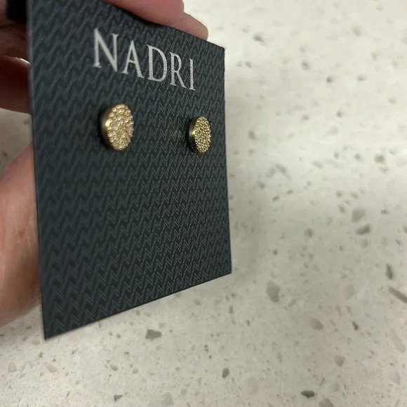 NWT NADRI gold circle stud earrings with cubic zirconia.25”l - Picture 4 of 4